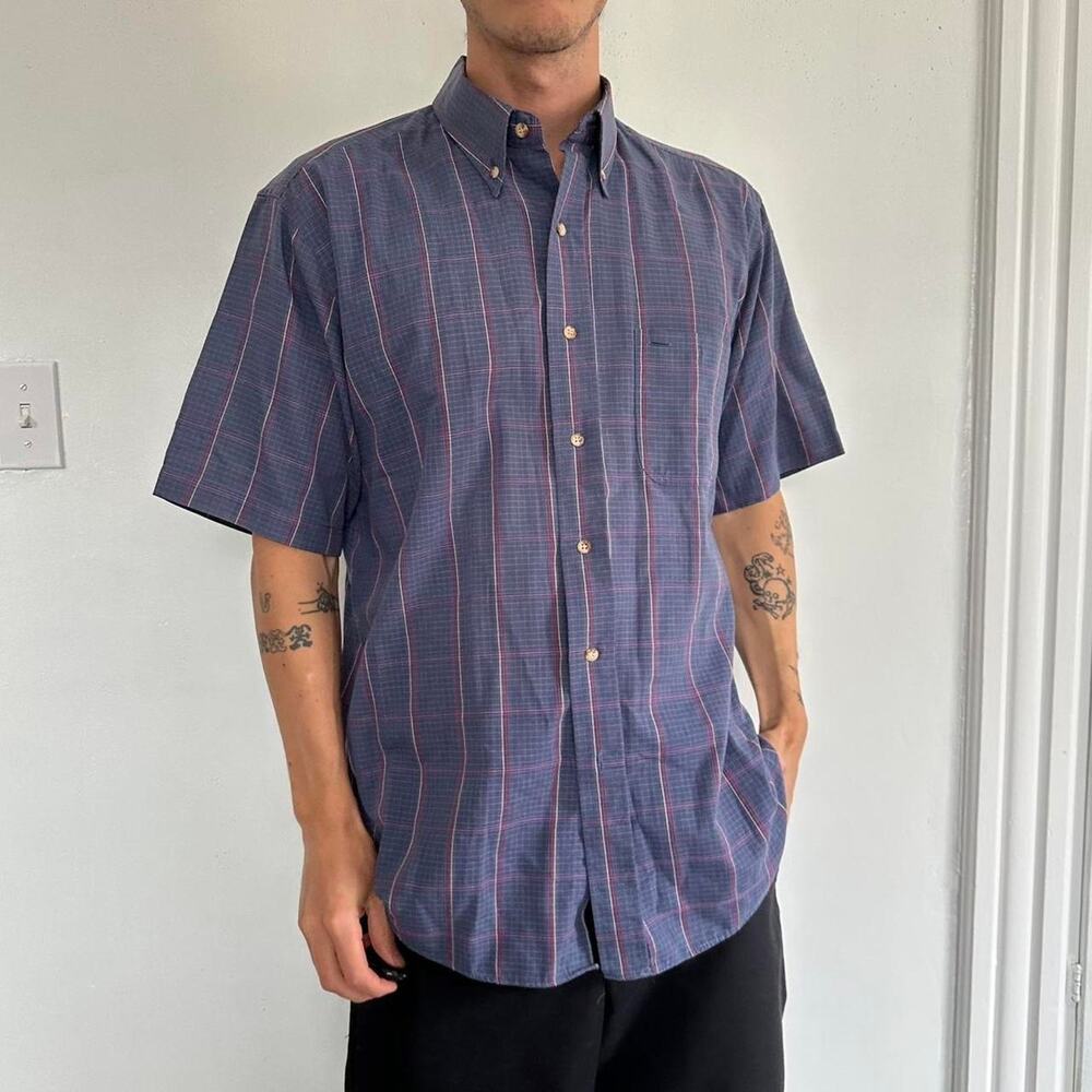 Vintage 70s 80s Plaid Basic Light Thin Button Up Camp Work Shirt